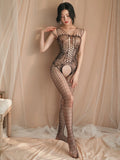Black Floral Fishnet Cutout Bodystocking
