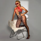 Red & Black Lace Cutout Bodysuit