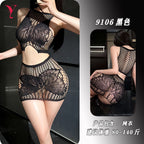Black Fishnet Two-Piece Mini Dress Set