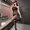 Black Polka Dot Sheer Suspender Bodystocking