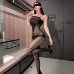 Black Polka Dot Sheer Suspender Bodystocking