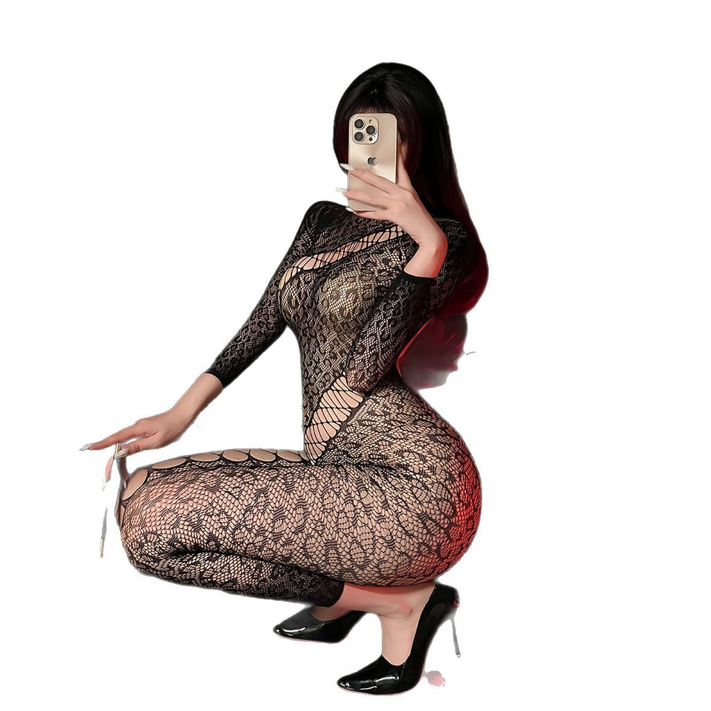 Black Lace Side Cutout Jumpsuit