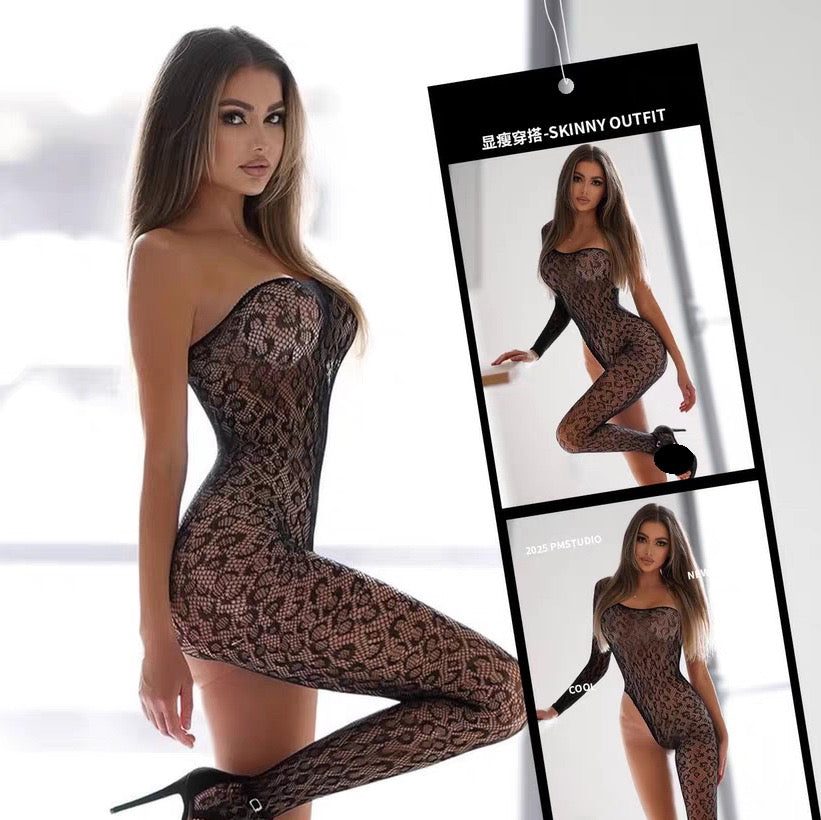 Black One-Shoulder Lace Cutout Bodysuit