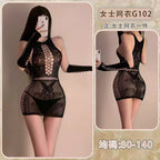 Black Fishnet Cutout Mini Dress